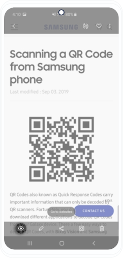 Use Bixby Vision to read a QR Code's content from an image