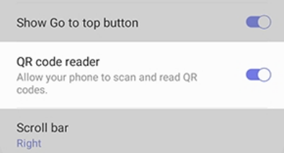 Enable QR code reader in the settings.