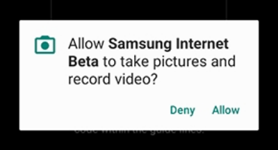 Allow Samsung Internet to take pictures