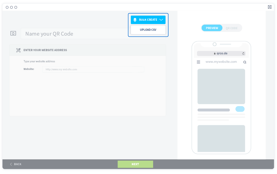 Select Bulk Create > Upload CSV