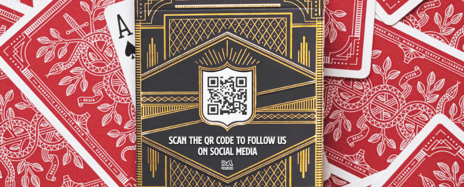 QR Code on a card game connecting scanners directly to the company's social media channels.