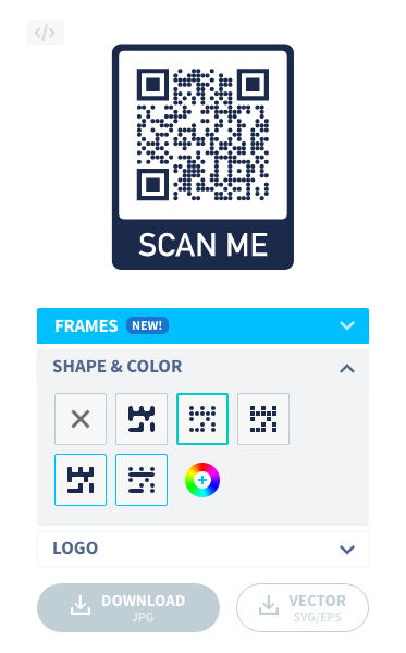 Change the shapes of your QR Code patterns