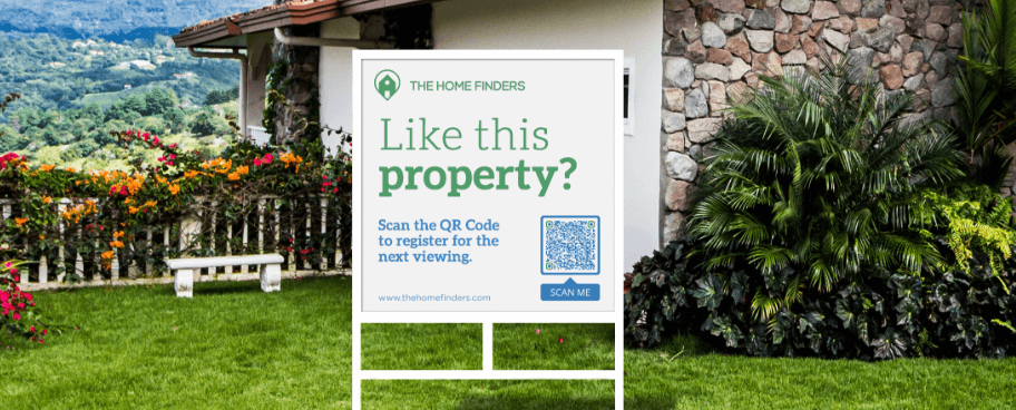 Registration using QR Code at a property viewing sign